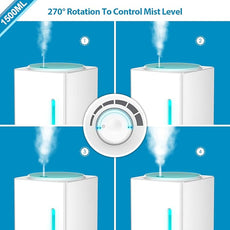 Exqline 1500ml Large Aroma Essential Oil Diffuser - Aromatherapy Humidifier for Large Room (White)