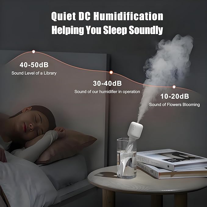 Portable mini humidifier stick, apply to all cup, water bottle, ultra quiet & delicate mist for bedroom, office desk, travel, car, convenient and efficient