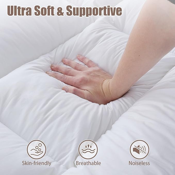 WhatsBedding 5 Inch Memory Foam Mattress Topper King Size, Plus Thicked Down Alternative-Lined, Breathable Fluffy Shredded Memory Foam Filled Pillow Top, 4 Anchor Elastic Bands, 80x78x5 Inch