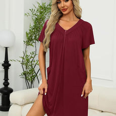 Ekouaer Women Robe Zipper Front Mumu Duster Robes Zip Up Housecoat Soft Sleepwear with Pockets