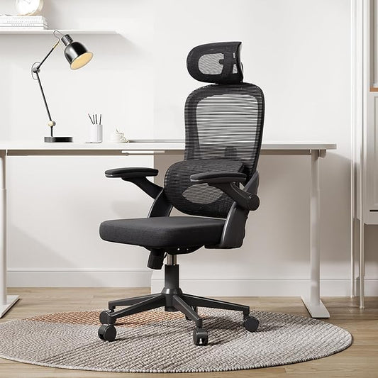 SIHOO Ergonomic Office Chair, Adjustable Lumbar Support, 110-130° Tilt, 3D Armrests, Rolling Computer Desk Chair with Headrest Black