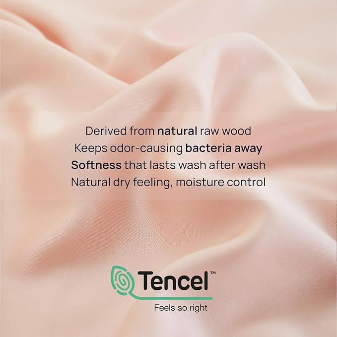 Queen Size 4 Piece Bed Sheet Sets, DeepSleep Tech Luxury Bedding Made with 100% Tencel Lyocell - Silky, Lustrous & Gentle on Skin | Dollhouse (2 Sheets, 2 Pillow Cases)