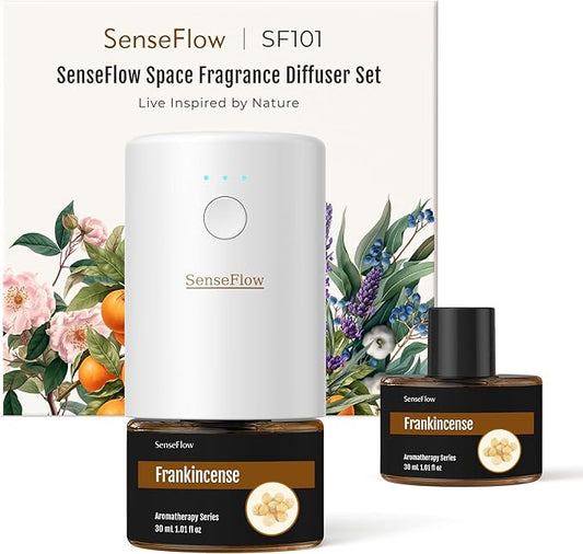 SF101 Waterless Ultrasonic Essential Oil Diffuser–100% Plant-Based,120-Day Natural Air Freshener & Aromatherapy Diffuser for Home,Hotel,Studio-Frankincense