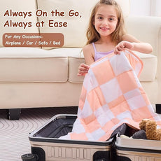 yescool Pink Checkered Weighted Lap Pad 2 Pounds Cooling Weighted Lap Blanket, Plaid Small Weighted Blanket, Weighted Throw Blankets Gift for Travel Indoor Outdoor, 20
