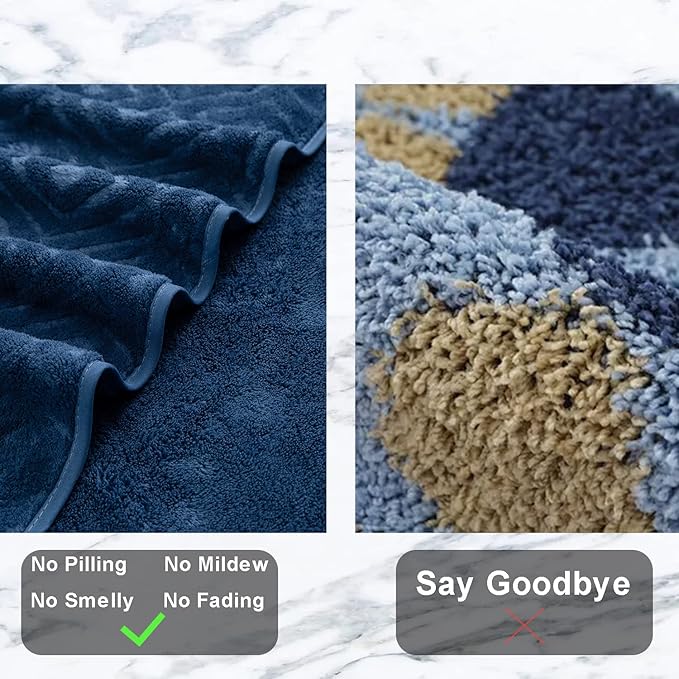 8 Piece Extra Large Bath Towels Set,2 Oversized Bath Towels(35"x70"), 2 Hand Towels,4 Washcloths Ultra Soft and Absorbent Towels for Bathroom, Quick Dry Towel for Gym Hotel Camp Pool Navy Blue