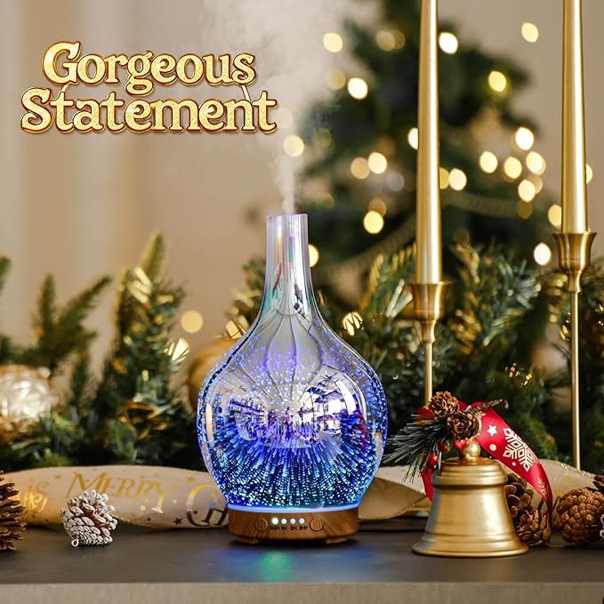 Porseme 3D Essential Oil Diffuser Cool Mist Humidifier Ultrasonic Aromatherapy Diffuser,150ml Last 6h,Auto Shut-Off,Air Refresh,Decoration for Home,Office,Yoga,Baby,Sleep