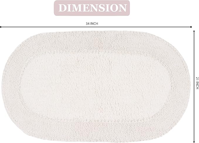 Home Weavers Double Ruffle Collection 100% Cotton Bathroom Rugs Set, Washable Rug, Extra Soft and Absorbent Bath Rug, Kitchen Mat, Bath Mat Set, Bath Floor Mat Non Slip, 21"x34" Rectangle, Ivory