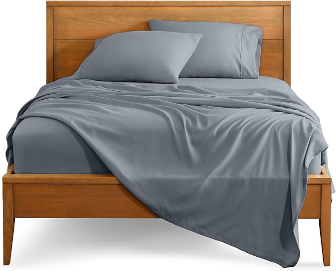 Bare Home Full Sheet Set - 1800 Ultra-Soft Microfiber Full Bed Sheets - Double Brushed - Deep Pockets - Easy Fit - 4 Piece Set - Bed Sheets (Full, Steel Blue) BareHome