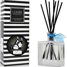 LOVSPA Reed Diffuser Set, Aloe & Soft Linen Scented Oil Diffuser with Sticks, Home Fragrance Accessories for Bathroom Shelf Decor, Aroma Diffusers for Home or Office Desk, USA Made