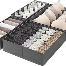 Amazon Basics Dresser Drawer Storage Organizer for Undergarments, Set of 4 - Gray