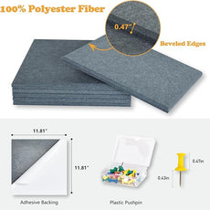 Thick Cork Board Tiles for Wall with Push Pins, 36