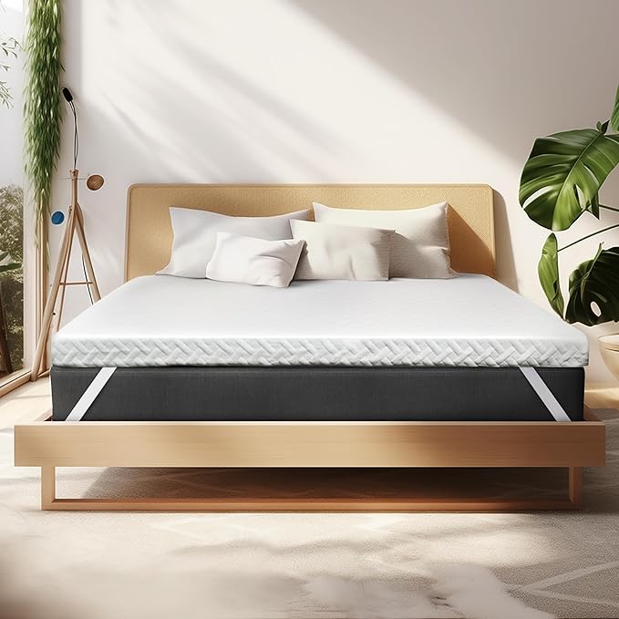 3 Inch Gel Memory Foam Mattress Topper Full Size for Back Pain, Cooling Mattress Pad Bed Topper with Removable and Washable Bamboo Cover, CertiPUR-US & Oeko-Tex Certified – White
