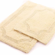voyzz home Set of 2 Reversible Bath Rug 20x32 inch -17x24 inch | 100% Cotton Hand Tufted Soft & Absorbent Bath Mat|Washable Quick Dry Shaggy Shower Mat | Non-Slip Mordern Bathroom Decor | Yellow…