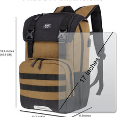 WOLT Laptop Backpack with USB Charging Port Fits Up to 17 Inch Laptop, College Backpack for Men Women, Computer Business Bookbag, Brown