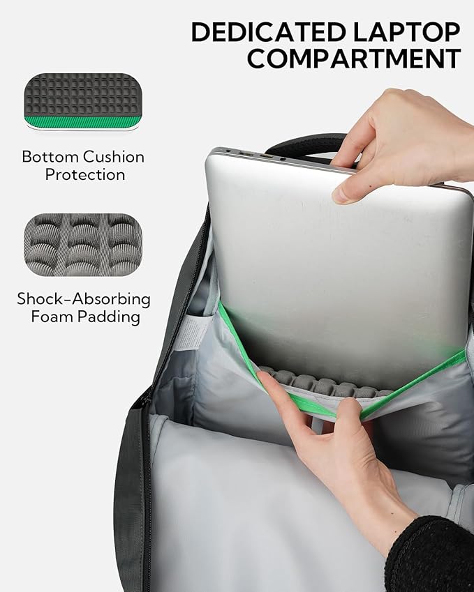 WATERFLY Travel Laptop School Backpack: College Middle School Bookbag for Women Men, TSA Friendly Business Work Casual Daypack with 15.6" Computer Compartment, Anti Theft Water Resistant Commuter Bag