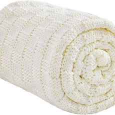 Knitted Weighted Blanket for Adult, No Beads Heavy Blanket 60” x 80'' 20lbs, Breathable Chunky Knit Blanket, Cooling Weighted Blanket for Hot Sleepers, Christmas Home Decor (Ivory White)