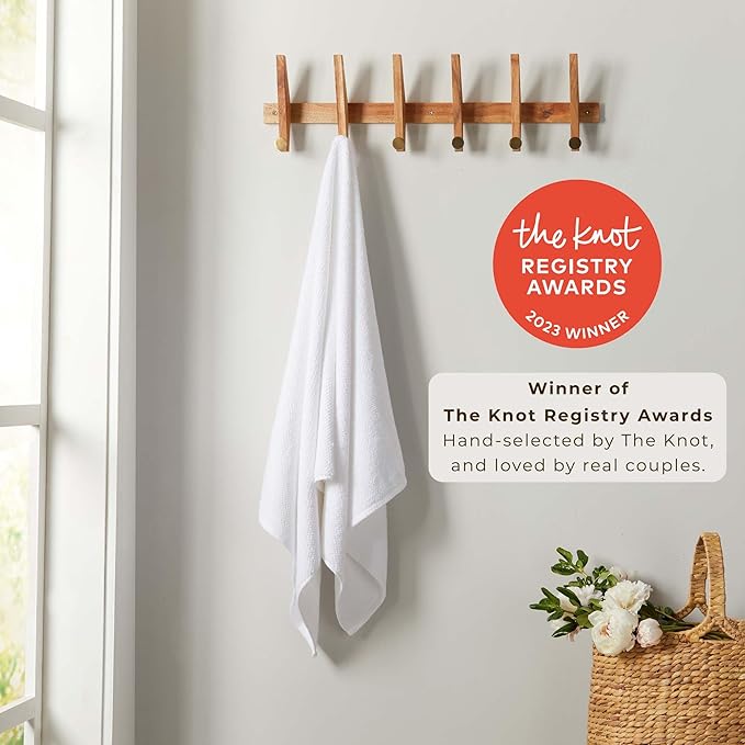 Great Bay Home 100% Cotton 4 Pack 54x27 Bath Towel Set - Absorbent, Quick-Drying, Durable Towels for Bathroom Decor - Low-Twist, Two-Ply Fibers (Optic White)