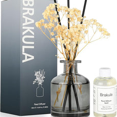 Brakula Reed Diffuser Set, 6.09 fl oz (180 ml)- Lavender Eucalyptus with 8 Reed Sticks, Home Fragrance Reed Diffuser for Bathroom Shelf Decor