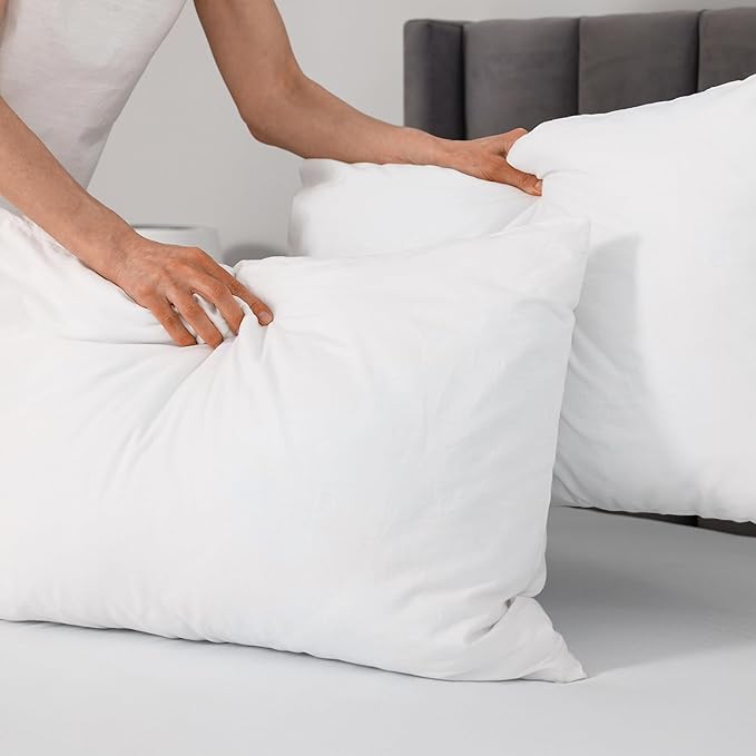 100% Stain Resistant & Waterproof Queen Size Pillow Protectors with Zipper Set of 2 - Bed Bug & Dust Mite Proof White Pillowcases - Breathable, Comfortable Pack of Covers for Pillows, 20 x 30 Inches