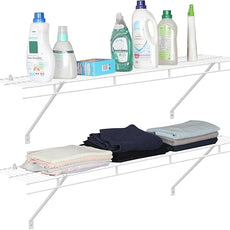 HAUSHOF Closet Shelves Wall Mounted 4-Pack, 4 ft x 12in White Wire Shelving for Laundry Room, Closet, Basement Organization and Storage