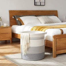 OIAHOMY 80L Laundry Hamper with Handles,Decorative Basket for Living room,Woven Storage Basket for Toys Bin,Pillows, Blankets,Clothes-20x18in-Gradient Gray