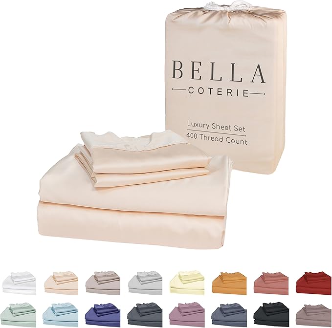 Bella Coterie Luxury Bamboo Viscose Full Size Sheet Set | 100% Organically Grown | Ultra Soft | Cooling for Hot Sleepers | 18" Deep Pocket [Champagne] BC