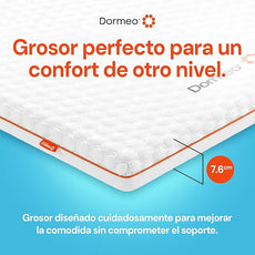 Dormeo Premium Full Size Cooling Mattress Topper - 3-Zone OctaspringⓇ Technology for Optimal Back Support, Anti-Slip Bottom