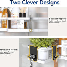 YASONIC Shower Caddy Corner, 3-Pack Adhesive Rustproof Stainless Steel Shower Shelves with Soap Holder, No Drilling Shower Organizer Corner for Dorm, Renters Bathroom, White