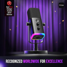 FIFINE USB/XLR Dynamic Microphone for Podcast Recording, PC Computer Gaming Streaming Mic with RGB Light, Mute Button, Headphones Jack, Desktop Stand, Vocal Mic for Singing YouTube-AmpliGame AM8