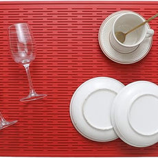 Silicone Dish Drying Mat for Multiple Usage,Easy clean,Eco-friendly,Heat-resistant Silicone Mat for Kitchen Counter or Sink,Refrigerator or Drawer Liner Red 4XL 32 inches x 18 inches