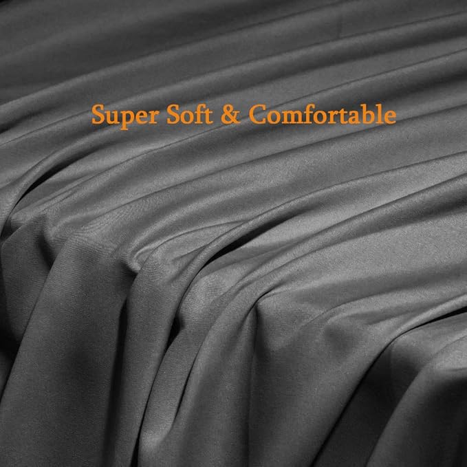 SONORO KATE Bed Sheet Set Super Soft Microfiber 1800 Thread Count Luxury Egyptian Sheets Fit 18-24 Inch Deep Pocket Mattress Wrinkle-4 Piece (Dark Grey, Twin)