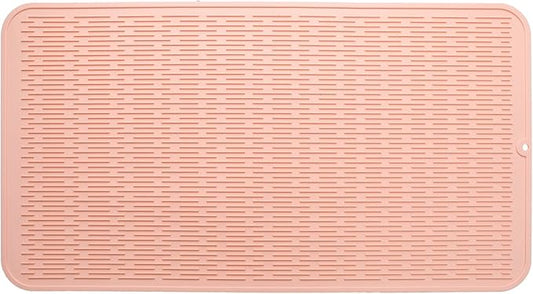 Silicone Dish Drying Mat for Multiple Usage,Easy clean,Eco-friendly,Heat-resistant Silicone Mat for Kitchen Counter or Sink,Refrigerator or Drawer Liner Pink 4XL 32 inches x 18 inches