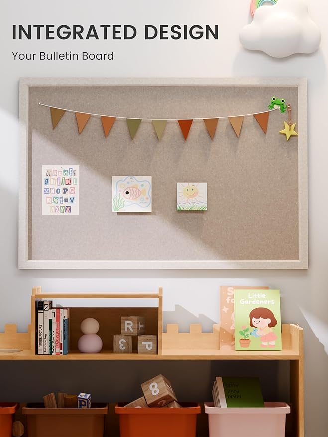 Foldable Cork Board Alternative, Felt Bulletin Board 36" x 24" Oatmeal Frame with 24 Adhesive Tabs, Pin Board for Home Office, Classroom, Entryway, Kitchen Wall Decor—Deep Camel