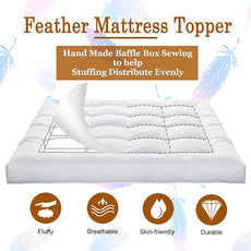 WhatsBedding Duck Feather Bed Mattress Topper, 100% Cotton Memory Foam Mattress Topper, 2500GSM Overfilled Pillow Top, Hotel Collection