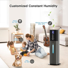 Humidifiers Large Room Bedroom with 7 Colors Light, 2.1Gal(8L) 3 Speed Quiet Ultrasonic Cool Mist Humidifier with 360° Nozzle, Humidity Setting, Timer,Aroma Box for Home Plant Baby Yoga Sleep (Gray)