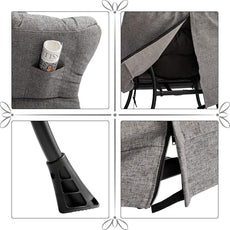 HollyHOME Lazy Chair with Armrest and Side Pocket, Comfy Accent Lounge Chair,Leisure Sofa Armchair for Living Room, Bedroom, Dorm, or Small Spaces, Oversized Reading Sofa Chair,Cotton-Linen Grey