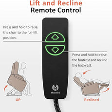 MCombo Power Lift Recliner Chair with Extended Footrest for Elderly People, Fabric 7287/7087 (Dark Gray, Medium)