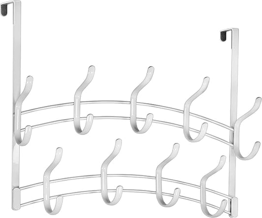 LYNK Professional® Home™ Over Door Hooks Rack - 18 Hook Over Door Hanger - Over Door Towel Rack - Hanging Towels or Clothes - Bathroom, Bedroom or Laundry Room - Lifetime Ltd. Warranty - White