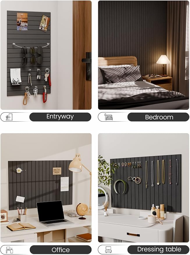 Felt Bulletin Board Tiles -28"x18" with 40 Adhesive Tabs, Cork Board Alternative for Office Decor, Push Pin Board Wall Organizer 6-Pack (Charcoal Gray)