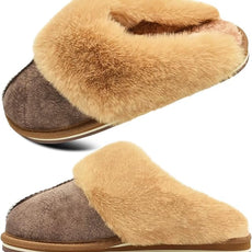 KuaiLu Womens Fluff Dual Memory Foam Slippers Ladies Cozy Arch Support Warm Scuff Slippers Slip on Comfy Winter House Shoes with Non-Slip Indoor Outdoor Hard Sole