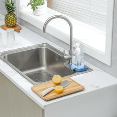 Silicone Bathroom Soap Dishes with Drain Spout-Bathroom and Kitchen Sink Organizer,Sponge Holder,Dish Soap Tray,Perfect for Dispenser,Scrubber,Bottle,Cup on Counter Lichen Blue 4.9