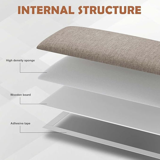 IFNOW Upholstered Wall Mounted Headboard, 3D Soundproof Wall Panels Peel and Stick for King Size, Reusable and Removable Tufted Bed Headboard in Linen (12 Panels, 10" x 24")