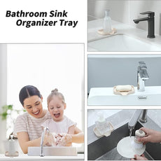 Silicone Bathroom Soap Dishes with Drain Spout-Bathroom and Kitchen Sink Organizer,Sponge Holder,Dish Soap Tray,Perfect for Dispenser,Scrubber,Bottle,Cup on Sink or Counter-Tapioca 4.9