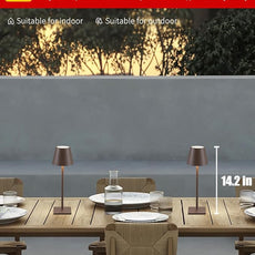 KDG 2 Pack Cordless Table Lamp,Portable LED Desk Lamp, 4000mAh Battery Operated, 3 Color Stepless Dimming Up, for Restaurant/Bedroom/Bars/Outdoor Party/Camping/Coffee Shop Night Light(Brown)