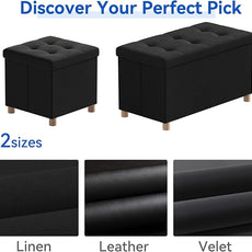 BRIAN & DANY 30 Inches Folding Storage Ottoman Bench, Ottoman with Storage Bench for Bedroom, Living Room, Entryway, Foot Rest with Legs, Black