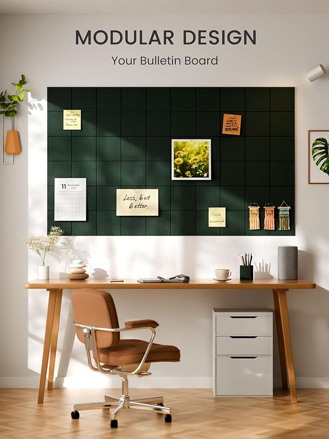 Bumusty Large Felt Bulletin Board 48" x 36" Cork Board Alternative - 6 Pack with 40 Safe Removable Adhesive Tabs, Cork Boards for Walls Cork Board for Home Office Classroom Pin Board (Aurora Green)