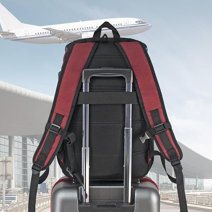 WOLT Laptop Backpack with USB Charging Port Fits Up to 17 Inch Laptop, College Backpack for Men Women, Computer Business Bookbag, Red