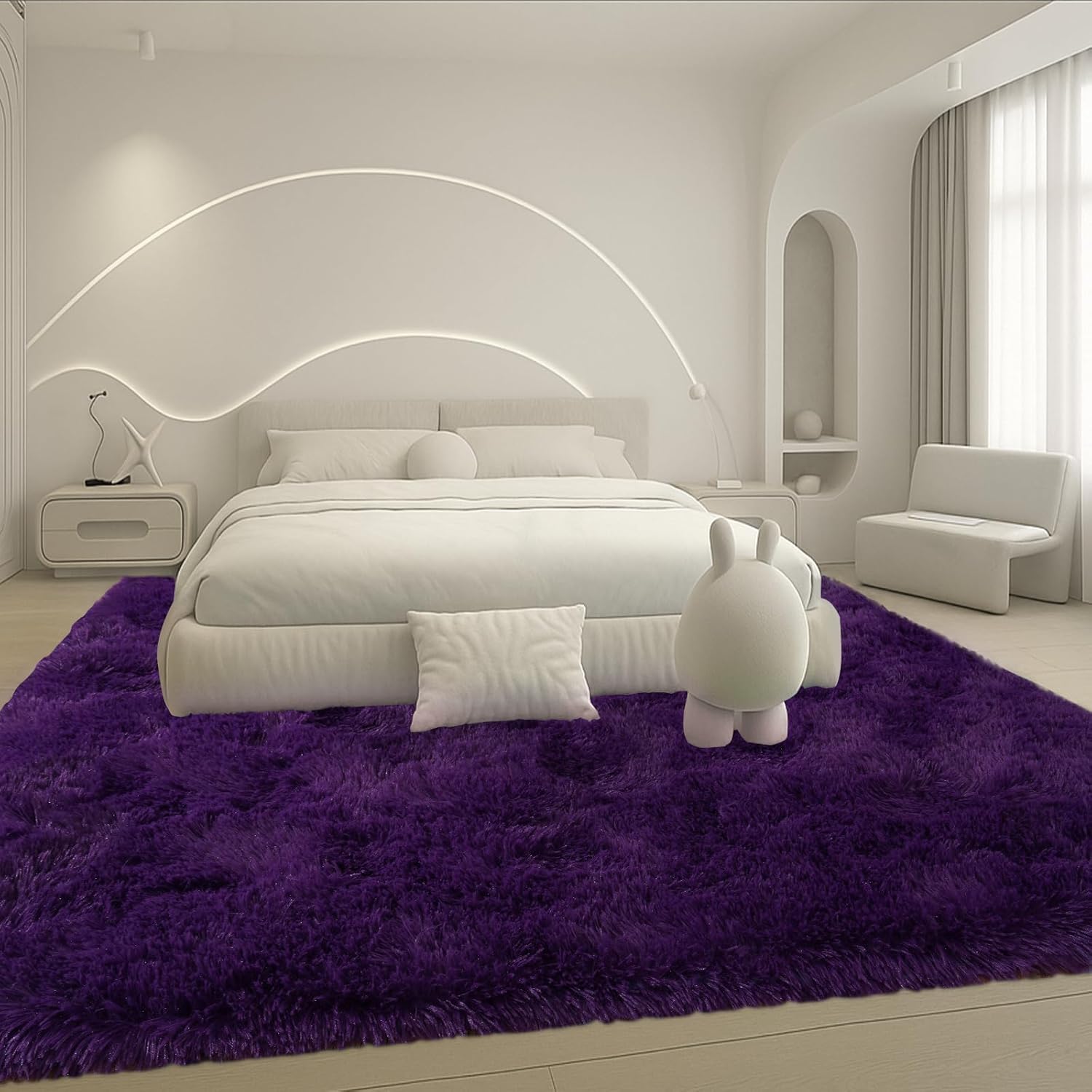 8x10 Area Rugs Living Room, Beige Large Plush Fluffy Bedroom Carpet, Non-Slip Upgraded Indoor Thick Soft Rug, Modern Plush Carpet Suitable for Kids Home Decor Aesthetics Dorm. Dormly