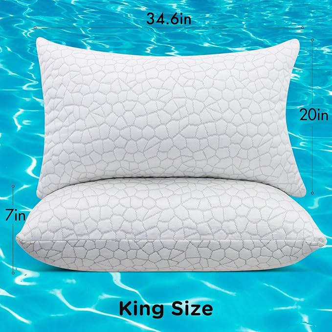 SUPA MODERN Cooling Bed Pillows for Sleeping 1 Pack Shredded Memory Foam Pillows Adjustable Cool Pillow for Side Back Stomach Sleepers Luxury Gel Pillows King Size with Washable Removable Cover