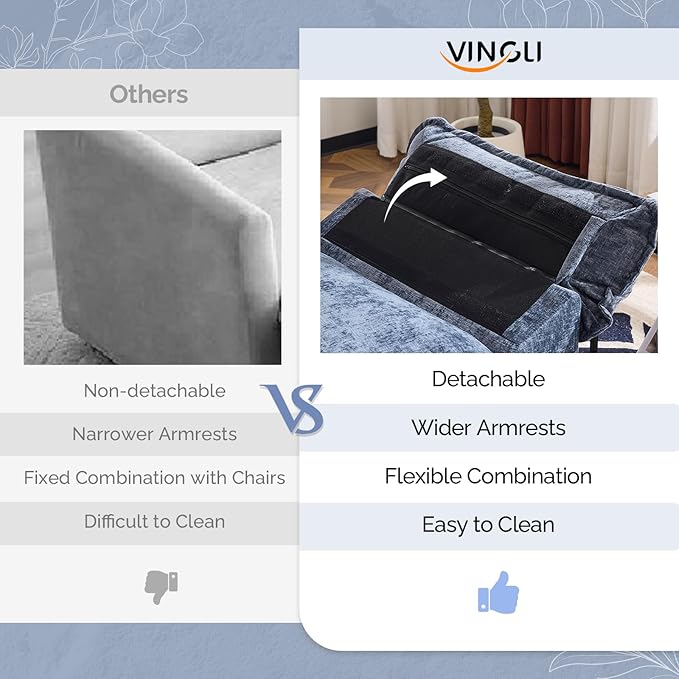 VINGLI Cloud Navy Blue Single Chair with Armrest